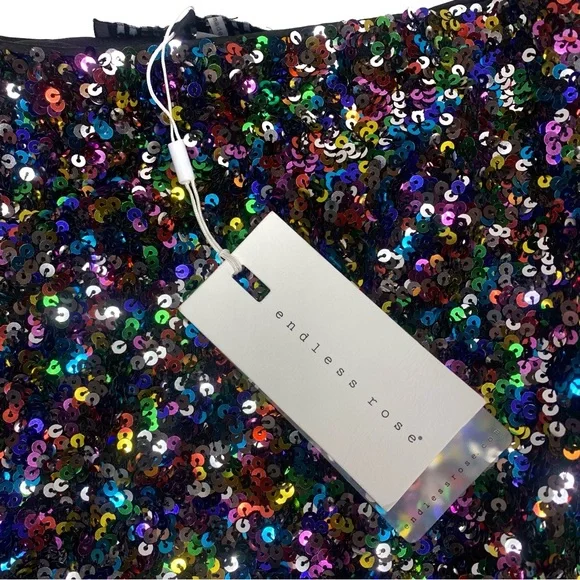 NWT Endless Rose Multicolored Sequin Mini Skirt Medium - Picture 2 of 5
